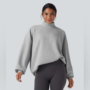 Cozy Grey Mock-Neck Women's Sweatshirt